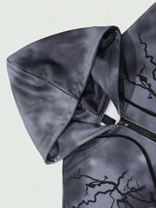 Survêtements à capuche pour hommes personnalisés, 100% coton, coupe régulière, doux, effet délavé à l'acide, avec patchs imprimés et style streetwear tendance - Product Image 2