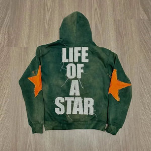 Sudadera con Capucha de Invierno para Hombre, Estampada Directamente en el Prenda, Bordada, Diseño Desgastado, con Cierre, de Alta Calidad, de Poliéster/Algodón - Product Image 3