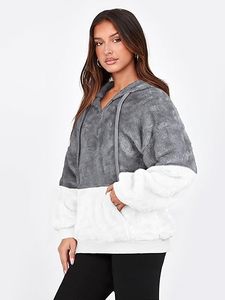Sweat-shirt à capuche brodé personnalisé pour femmes Tops tricotés lourds avec doublure en polaire Sherpa pour l'hiver ODM/OEM - Product Image 4