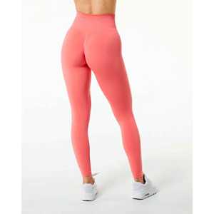 High Waist Nylon Spandex No Front Seam Tummy Control Yoga <b>Leggings</b> Light Weight Seamless Yoga Tights - Product Image 4