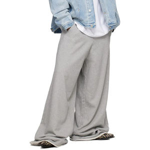 Pantalons de survêtement unisexes de luxe OEM, taille mi-haute élastique, coupe ample, jambe large, décontractés, en molleton français, poids lourd, personnalisés, joggers unis, teinture unie - Product Image 1