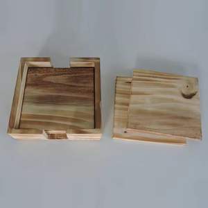 ที่รองแก้วไม้สี่เหลี่ยมทำจากไม้กันไฟสินค้าแฮนด์เมดคุณภาพสูง - Product Image 1