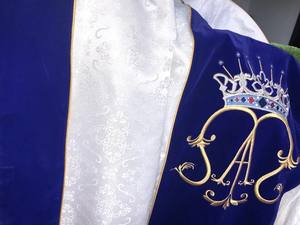 Casulla Católica Bordada en Jacquard Marian, Color Blanco y Azul, Gran Oferta, 2025, Hecha a Medida, Alta Calidad, Nuevo Diseño - Product Image 5