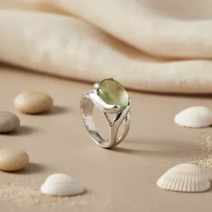 Ensemble de bijoux en argent 925 avec pierre précieuse verte, bague pour femme, à porter tous les jours - Product Image 3