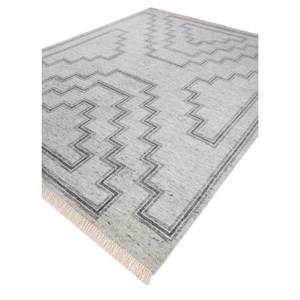 Alfombra de Lana Anudada a Mano, Color Gris Tomillo y Negro, con Patrón Geométrico y Abstracto, para el Hogar, Rectangular, para Pasillo o Sala de Estar -AKWT-1054 - Product Image 2