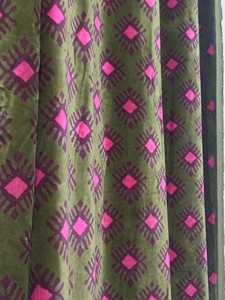 Cotton Velvet Curtains Geometric Diamond Pattern Mid Century Boho Home Decor Luxury Cotton Velvet Style - Product Image 5