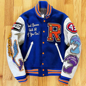 Venta al por mayor de fábrica OEM de alta calidad logotipo personalizado bordado Diseño manga béisbol Letterman Varsity chaqueta para los hombres - Product Image 1
