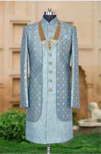 Sherrwani-Conjunto de sastrería para hacer Sastre, elegante, para ocasiones especiales, para trabajar de forma impecable, el más reciente, verde, Indo occidental - Product Image 3