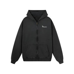 เสื้อฮู้ดผ้าฟลีซแบบมีซิปของผู้ชายเสื้อมีฮู้ดผ้าซักเป็นกรดทำจากผ้าฝ้าย100% ได้ทุกวัน - Product Image 2