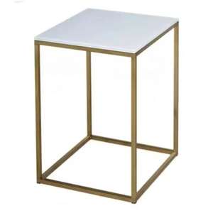 Encimera de superficie sólida de diseño contemporáneo con base de acero y tapa de mármol para muebles para el hogar en la sala de estar o el hotel - Product Image 2