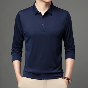 T-shirt polo décontracté à manches longues pour hommes 100% respirant anti-rétrécissement couleur unie printemps automne avec service OEM disponible - Product Image 3