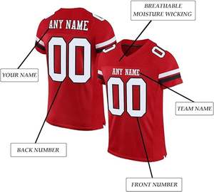 Vente en gros de maillots de football américain sublimés personnalisés pour hommes, uniformes en sergé de l'équipe de jeunes, vêtements de sport, usine OEM - Product Image 6