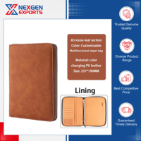 Porte-documents en cuir Nexgen Exports, modèle 18 A4, pour conférences, qualité supérieure, logo personnalisé en relief.