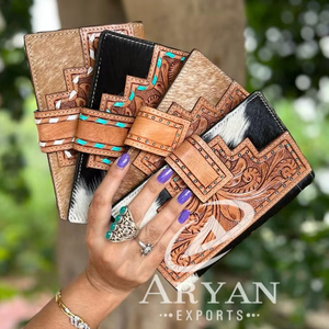 กระเป๋าคลัทช์หนังวัวขนสัตว์กระเป๋าใส่โทรศัพท์มือมีสไตล์กระเป๋าสตางค์หนังสไตล์ตะวันตกอเนกประสงค์ - Product Image 1