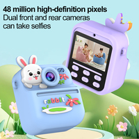 Cámara Digital Instantánea para Niños, Pantalla IPS de 2.4 Pulgadas, Lente Dual, Cámara para Selfies, Impresora Térmica sin Tinta para Niños