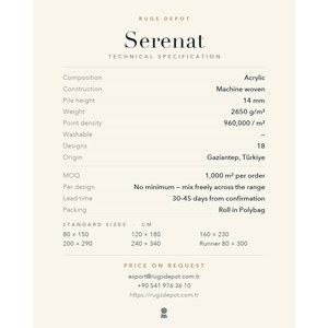 พรมอะคริลิคขายส่ง SERENAT SE014 สีน้ำตาล พรมตุรกีผลิตด้วยเครื่องจักร สำหรับห้องนั่งเล่น โครงการโรงแรม - Product Image 4