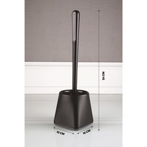 Silicone WC Toilet <b>Bath</b> <b>Brush</b> Set Black Square Including Metal and Plastic <b>Brush</b> Holder for Bathroom and Hotel Use - Product Image 1