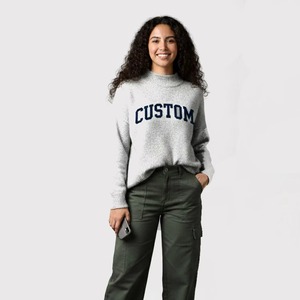 Sweat-shirt à col montant oversize en coton lourd avec logo sur le devant, pour femme, en polaire chaud, décontracté, ample, mode automne/hiver, haut de qualité supérieure - Product Image 4