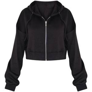 Sweat à capuche à fermeture éclair et fermeture éclair en éponge française 400 Gsm pour femmes Logo personnalisé haut court d'entraînement pull respirant surdimensionné - Product Image 3