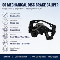 Étrier de frein à disque mécanique simple action simple côté S6 avec plaquettes de base en cuivre pour VTT et vélo électrique ODM