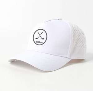 Casquette de golf à 5 panneaux avec logo patch, découpe laser, unisexe, respirante, de haute qualité, imperméable, personnalisée, en caoutchouc perforé, casquette de sport - Product Image 5