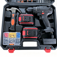Ensemble d'outils électriques de bricolage pour la maison, perceuse électrique rechargeable, tournevis avec deux batteries, chargeur, accessoires et étui de transport