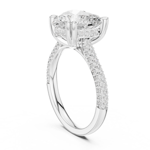 Anillo de Compromiso de Lujo con Diamante en Forma de Corazón y Banda Pavé |   Anillo de Diamantes con Engaste Personalizado - Product Image 5
