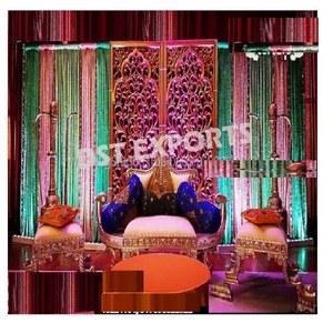 Décorations Mehndi Punjabi, accessoires de scène pour mariage et Sangeet au Canada, boutique exclusive de décorations Mehndi au Canada avec toile de fond colorée - Product Image 6