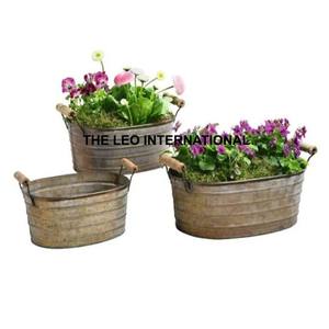 Grand pot de fleurs d'intérieur auto-arrosant, pots de fleurs pour l'extérieur, pots de jardin, support en métal, forme ronde, finition dorée - Product Image 2