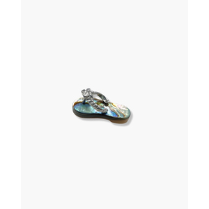 Vintage Rhodium Plated Alloy <b>Sandals</b> Charm Pendant with <b>Diamond</b> and Pearl Accents - Product Image 3