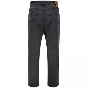 Jean en denim de couleur noire et grise pour homme de grande taille avec surpiqûres supplémentaires au milieu sur les poches arrière pantalon droit taille haute pour homme - Product Image 2