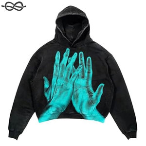 OEM personalizado gota hombro desgastado 100% algodón lavado en blanco pulóver Vintage Boxy recortado corte coser sudaderas con capucha de gran tamaño hombres - Product Image 1