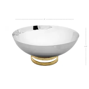 Zahid Exports' Eco-Friendly Modern Dual-Tone <b>Silver</b> White Hand-Touch Royal Bowl Gold <b>Crest</b> Bone China Dual Bowl Dish for safe - Product Image 3