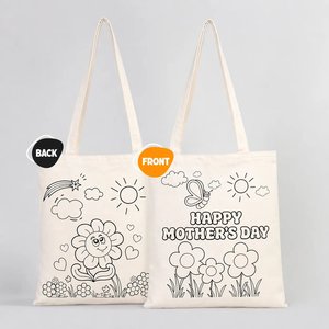 Ensemble d'accessoires pour sacs DIY « Ma chère maman » : 2 sacs fourre-tout en coton double face 14x16 et marqueurs textiles colorés pour un design personnalisé - Product Image 1
