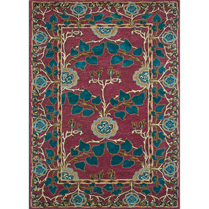 Alfombra de Lana y Viscosa Tejida a Mano con Diseño Floral Boho Mythos, Roja y Naranja, Tra-13542, para Sala de Estar, Pasillo, Dormitorio - Product Image 1