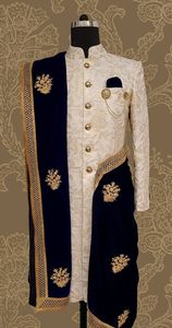 2024 nuevo vestido Stunner Indo-Western Sherwani para hombre con zapatos a juego pesado Zardozi bordado traje de boda de talla grande - Product Image 2