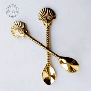 Stainless steel <b>gold</b> finish <b>serving</b> <b>spoon</b> set with decorative brass handles for elegant dining festive <b>serving</b> and stylish - Product Image 5