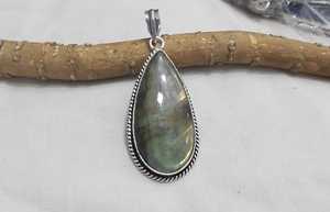 Venta al por mayor a granel joyería de moda Natural llamativo labradorita piedra preciosa colgante collar plateado hecho a mano cristal curativo - Product Image 5