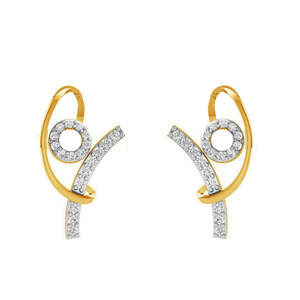 Boucles d'oreilles tendance CLARA en argent sterling 925, forme géométrique Zion plaquée or avec diamant et zircon, forme fleur Zion, fermeture à vis - Product Image 1