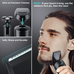 Rasoir Électrique Rotatif Sans Fil pour Homme, Utilisation Humide et Sèche, Rechargeable, Tondeuse à Pattes IPX7 pour le Visage, Idéal Voyage, Affichage Lumineux - Product Image 5