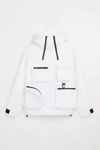 Veste coupe-vent imperméable à capuche en toile de polyester/nylon personnalisée, écologique, à séchage rapide, pour la randonnée en plein air, pour hommes - Product Image 5