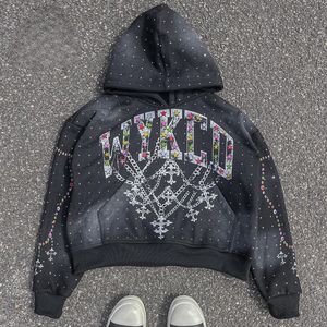 Sudadera con Capucha Extra Grande de Felpa 100% Algodón de 450 g/m² con Logotipo Serigrafiado con Pedrería, Estilo Vintage Lavado Ácido y Decolorado al Sol, Directo de Fábrica - Product Image 1