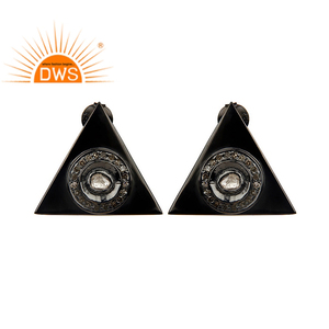 Boucles d'oreilles en argent plaqué noir, 1 pièce, véritable diamant, accessoires pour mariage, fabrication de bijoux - Product Image 5