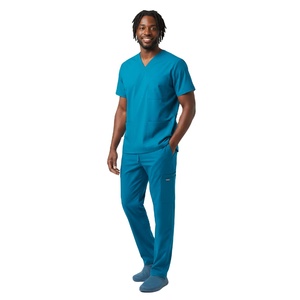 Ensemble de blouses médicales pour hommes, personnalisable, facile d'entretien, durable, haut à col en V et pantalon, uniforme médical confortable pour clinique et hôpital - Product Image 3