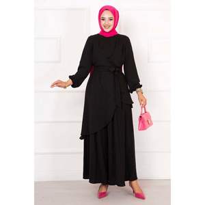 Hijab 2 pièces Aerobin à motif décontracté pour femme Noir - Product Image 1