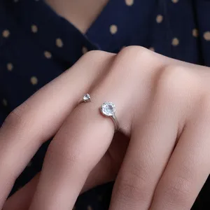 <b>925</b> <b>Silver</b> Open <b>Ring</b> with Cubic Zirconia Women's Trendy Fashionable Jewelry Rose Gold Gold Rhodium Plated Inlay Setting - Product Image 3