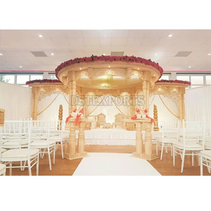 Elegante boda doble poste Mandap fibra de calidad premium Mandap fabricante DST exportaciones autoestable redondo dorado Mandap venta - Product Image 1