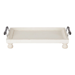 Plateau de service de forme ronde en bois d'acacia de qualité standard avec des feuilles de métal poli brillant argenté - Product Image 2