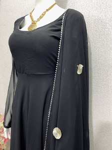 Robe de soirée en satin noir FABZONE, dernier modèle, pour occasions spéciales, avec dupatta, style traditionnel indien pour femmes - Product Image 6