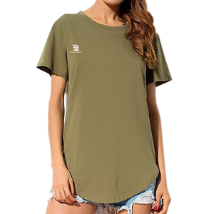 Camiseta de verano para mujer, Camiseta 100% de algodón y poliéster con cuello redondo profundo, camiseta ligera con dobladillo curvo, camiseta para mujer - Product Image 6